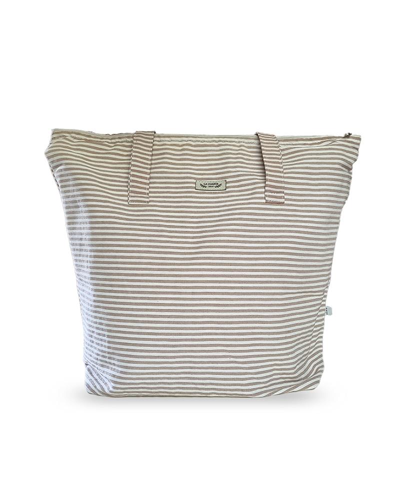 TOTE RAYADO CAMEL/NATURAL - INT. IMPERMEABLE