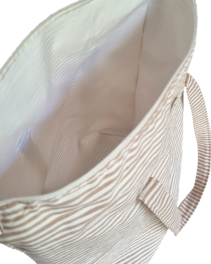 TOTE RAYADO CAMEL/NATURAL - INT. IMPERMEABLE