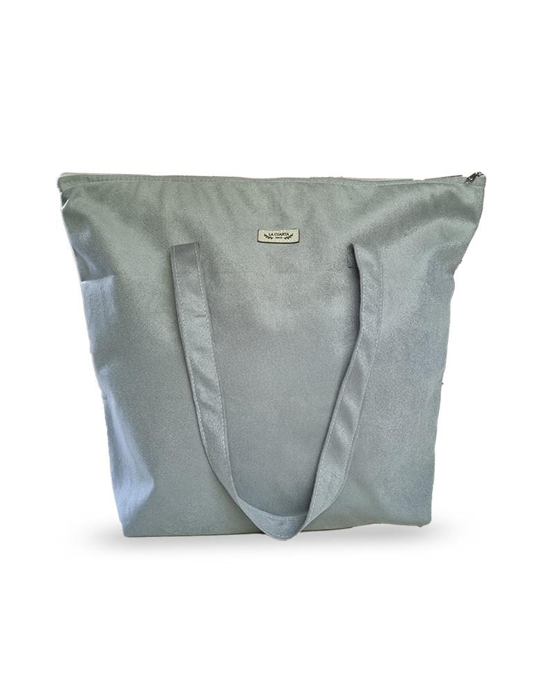 Bolso Tote Con Fuelle Pana Gris NEW!
